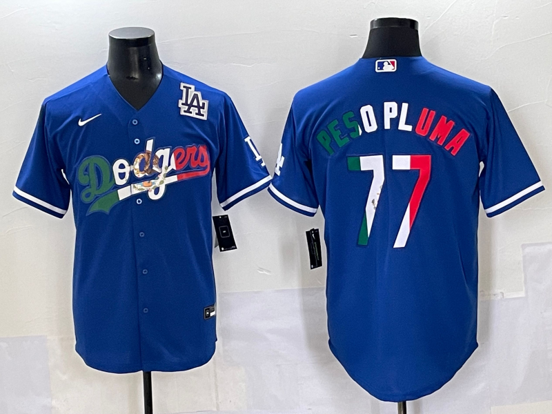 Men 2025 Los Angeles  Dodgers #77 Pesopluma  Blue Nike MLB Jersey style 002->los angeles dodgers->MLB Jersey